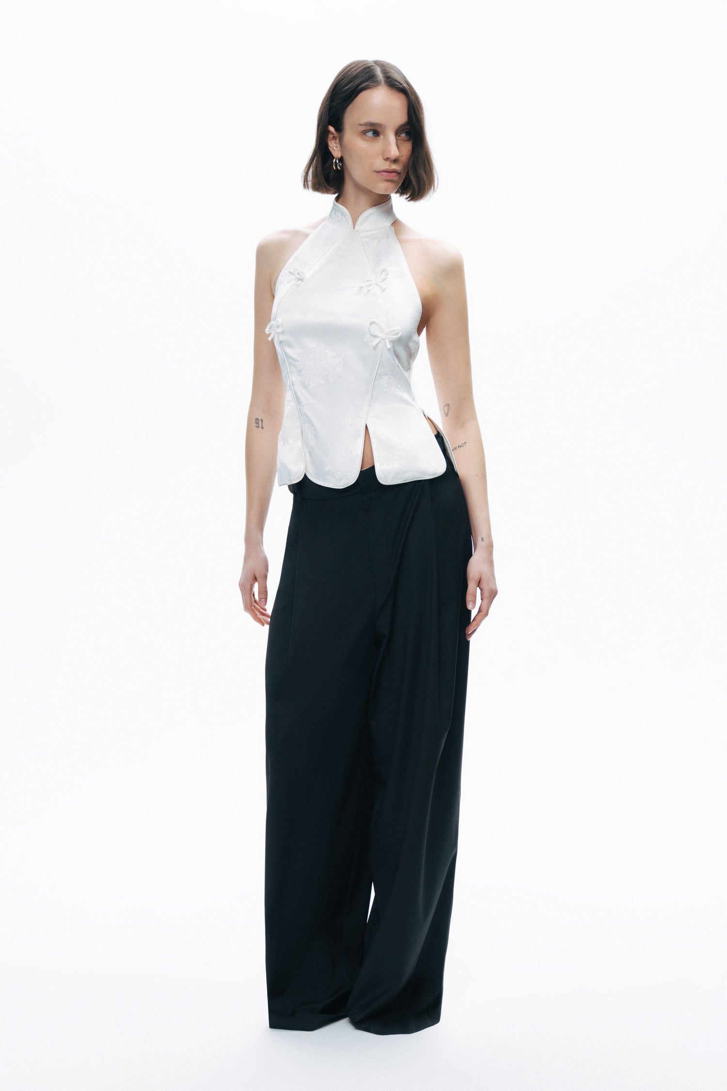 Ecru Blouse with Bow Detail