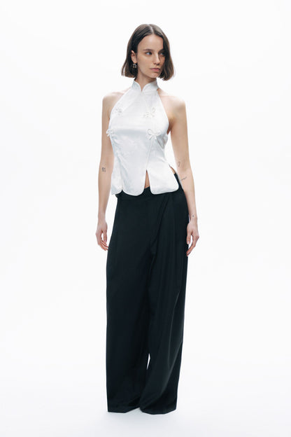 Ecru Blouse with Bow Detail