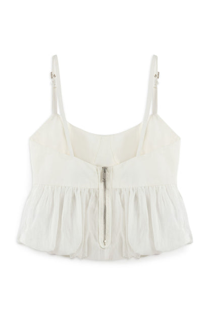 Ecru Belt Strap Detailed Crop Top