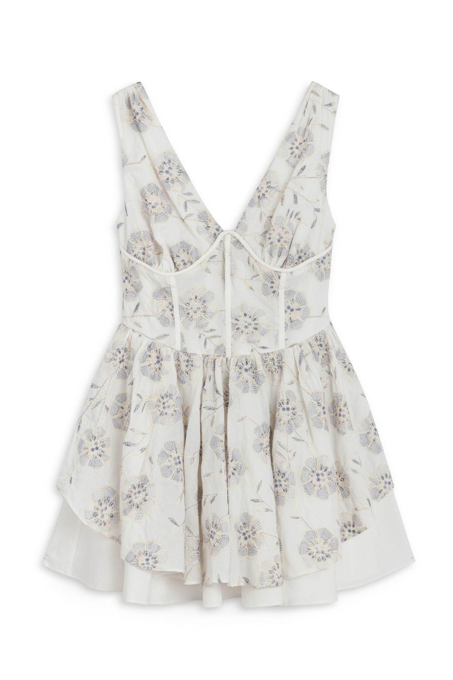 Corset Look Broderie Mini Dress