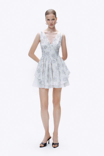 Corset Look Broderie Mini Dress