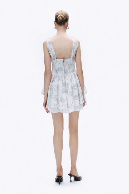 Corset Look Broderie Mini Dress