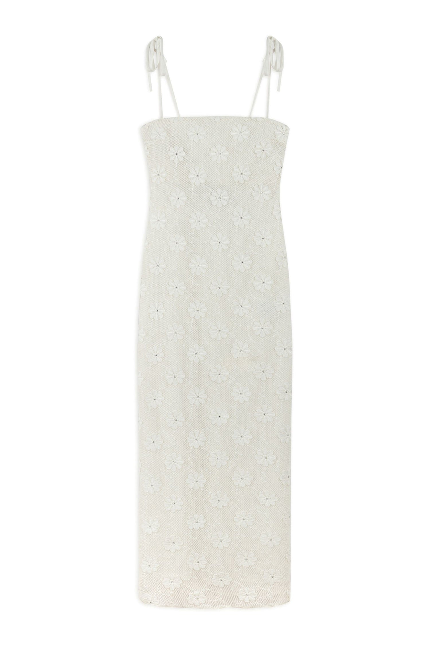 Ecru Stone Embroidered Dress