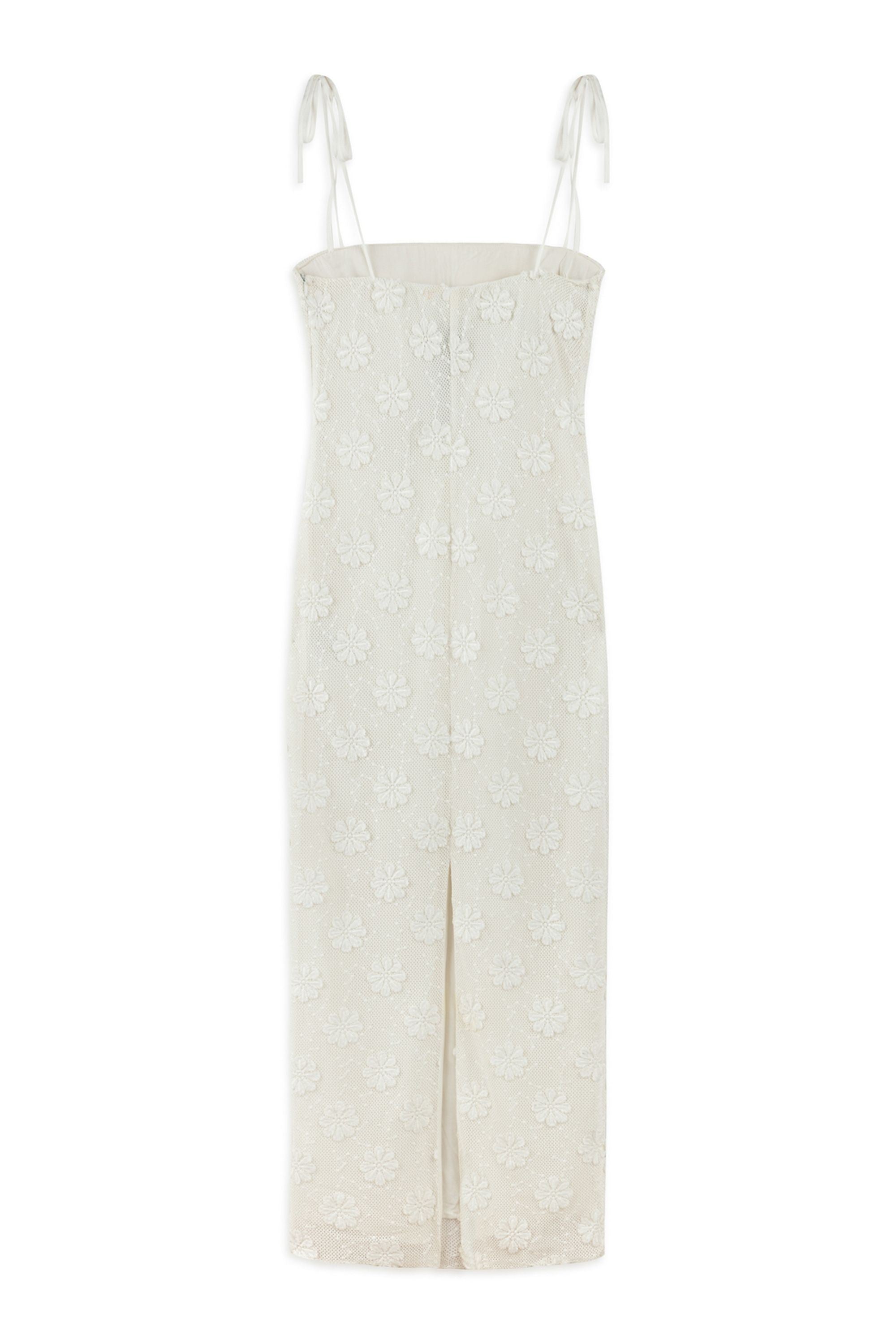 Ecru Stone Embroidered Dress
