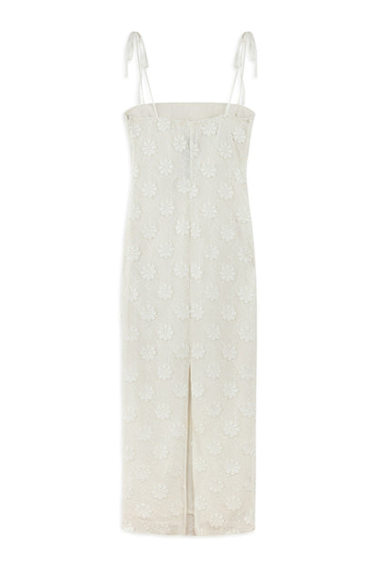 Ecru Stone Embroidered Dress