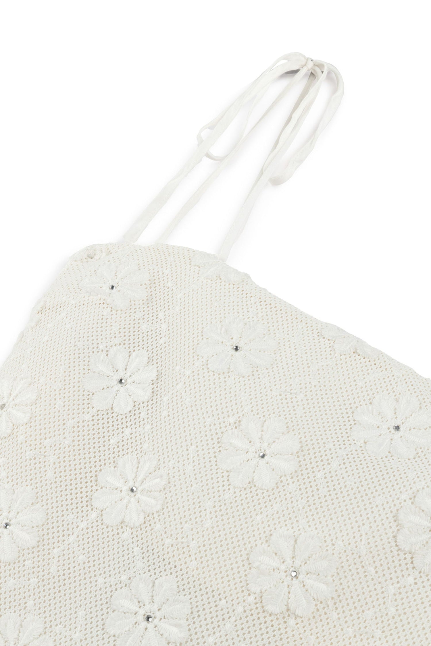 Ecru Stone Embroidered Dress