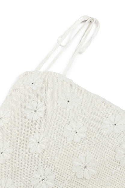 Ecru Stone Embroidered Dress