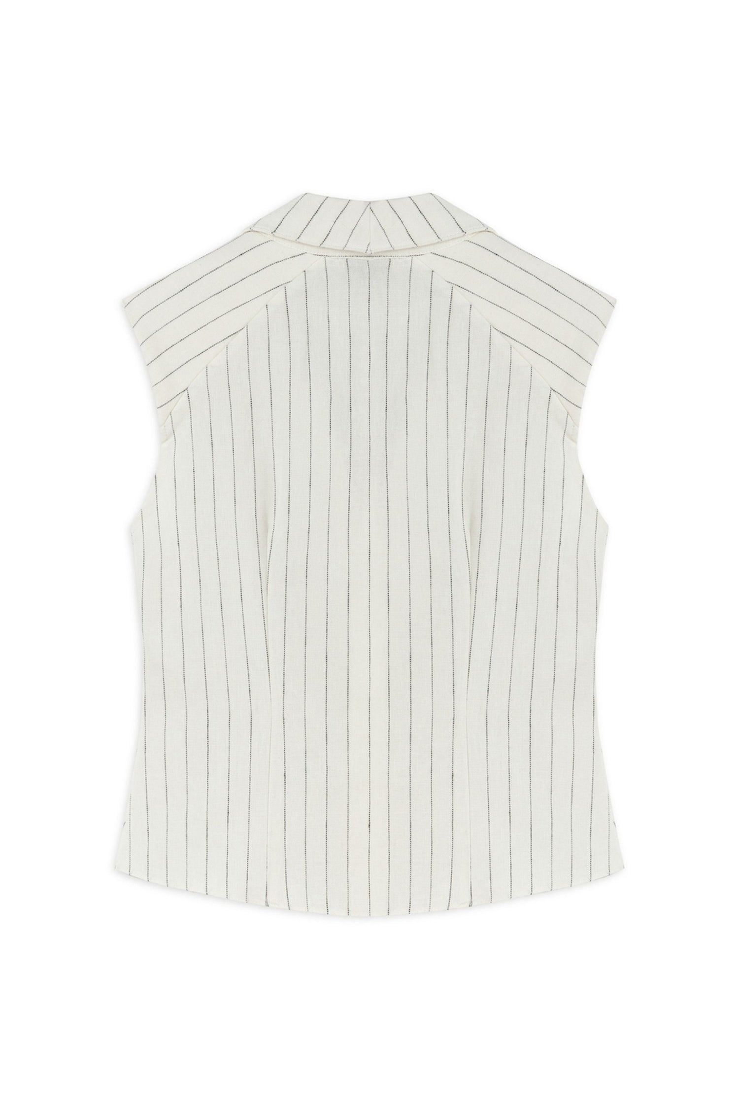 Sleeveless Linen Blend Shirt with Shoulder Pads