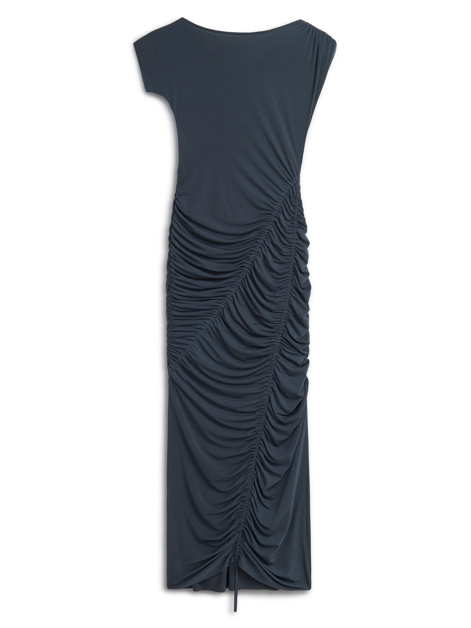 Anthracite Draped Pleated Maxi Dress