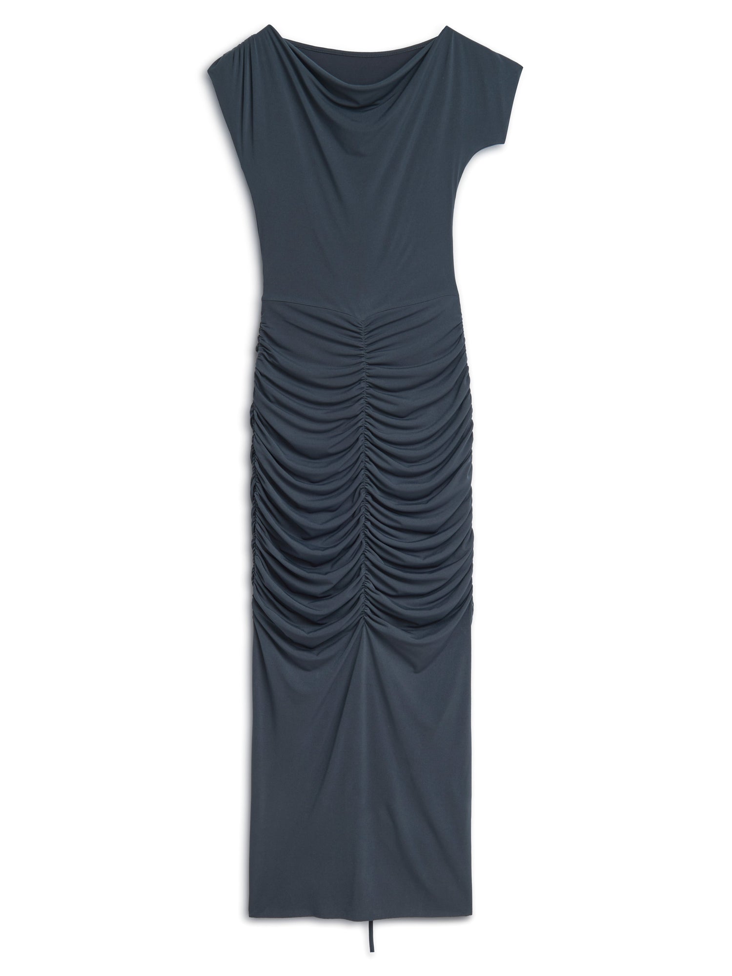 Anthracite Draped Pleated Maxi Dress