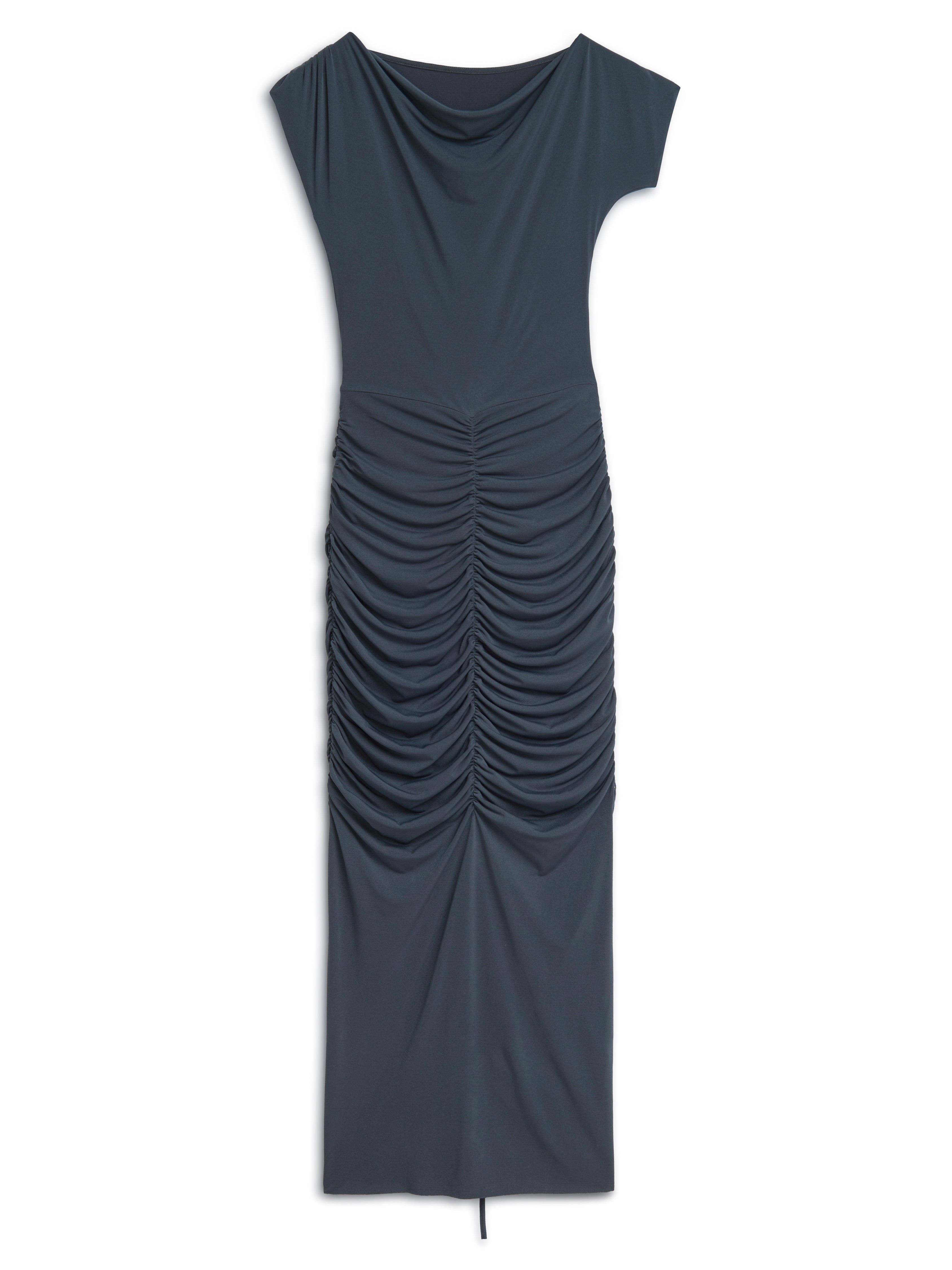 Anthracite Draped Pleated Maxi Dress