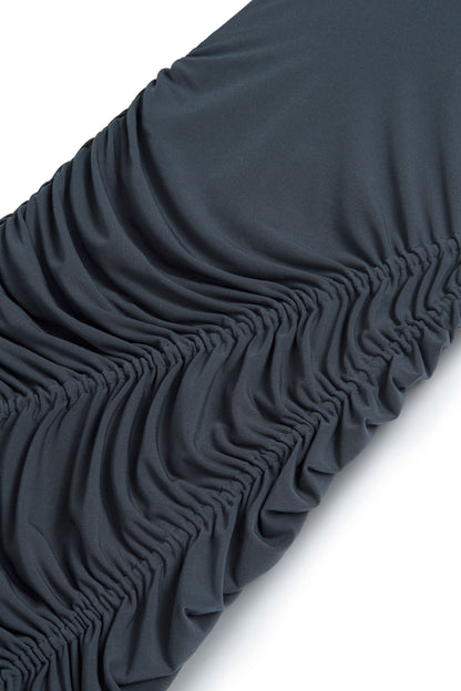 Anthracite Draped Pleated Maxi Dress