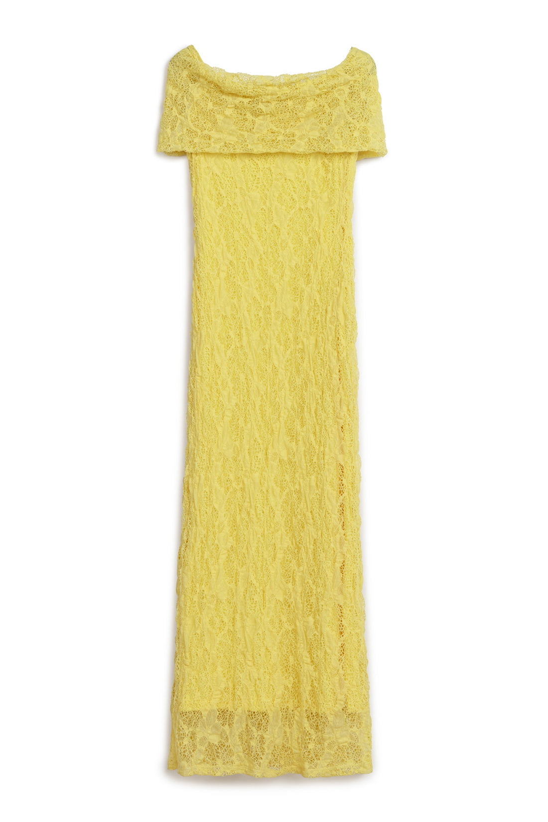 Yellow Off-The-Shoulder Lace Detailed Maxi Dress