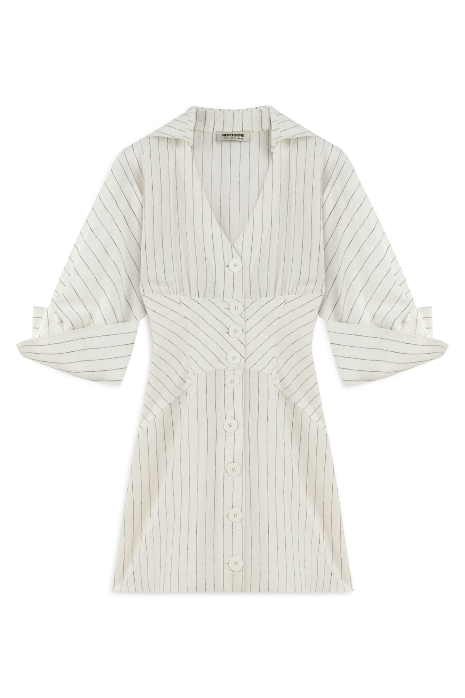 Corset-Inspired Linen Blend Striped Shirt Dress