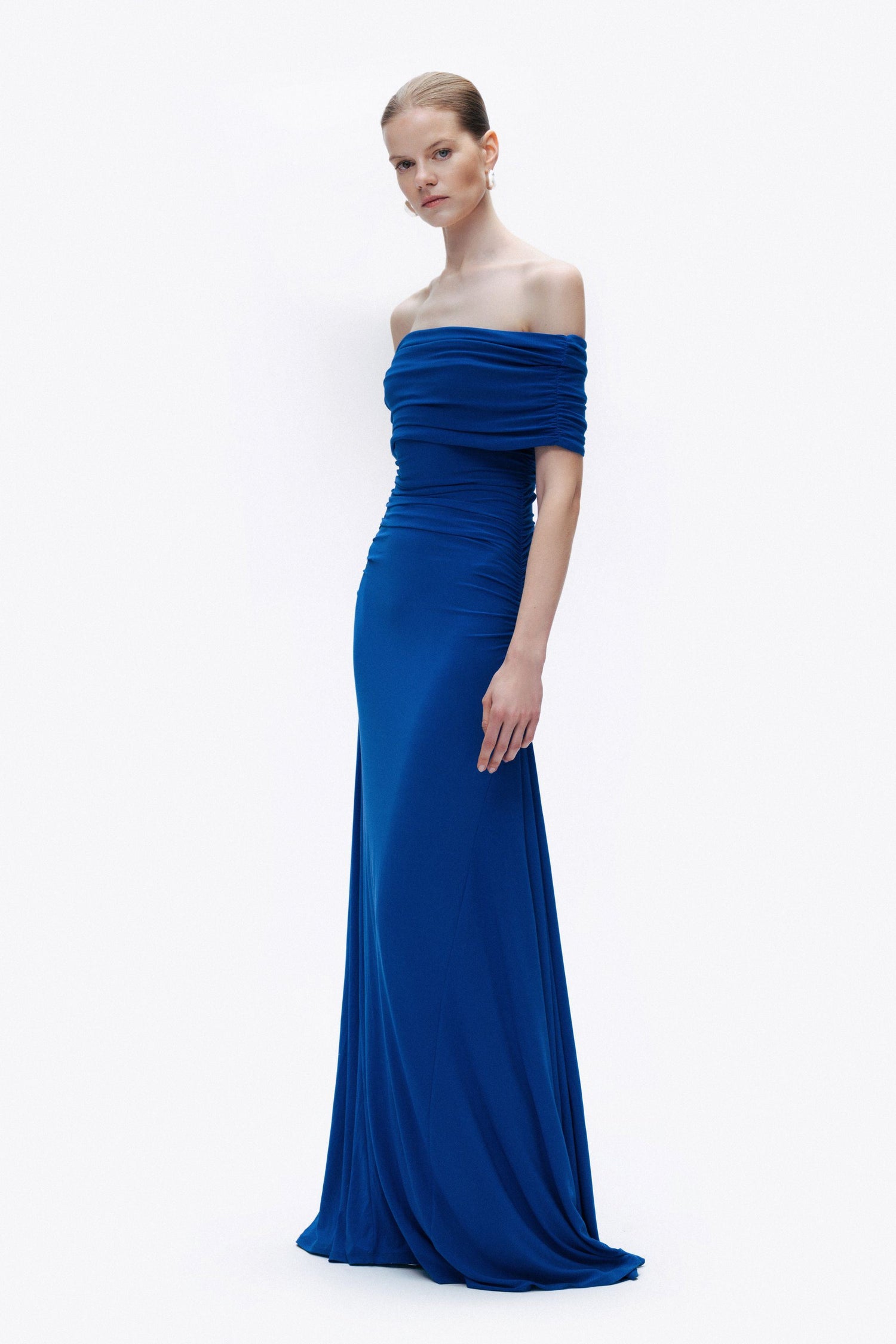 Saxe Open Shoulder Draped Maxi Dress