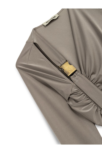 Mink Metal Buckle Detailed Maxi Dress