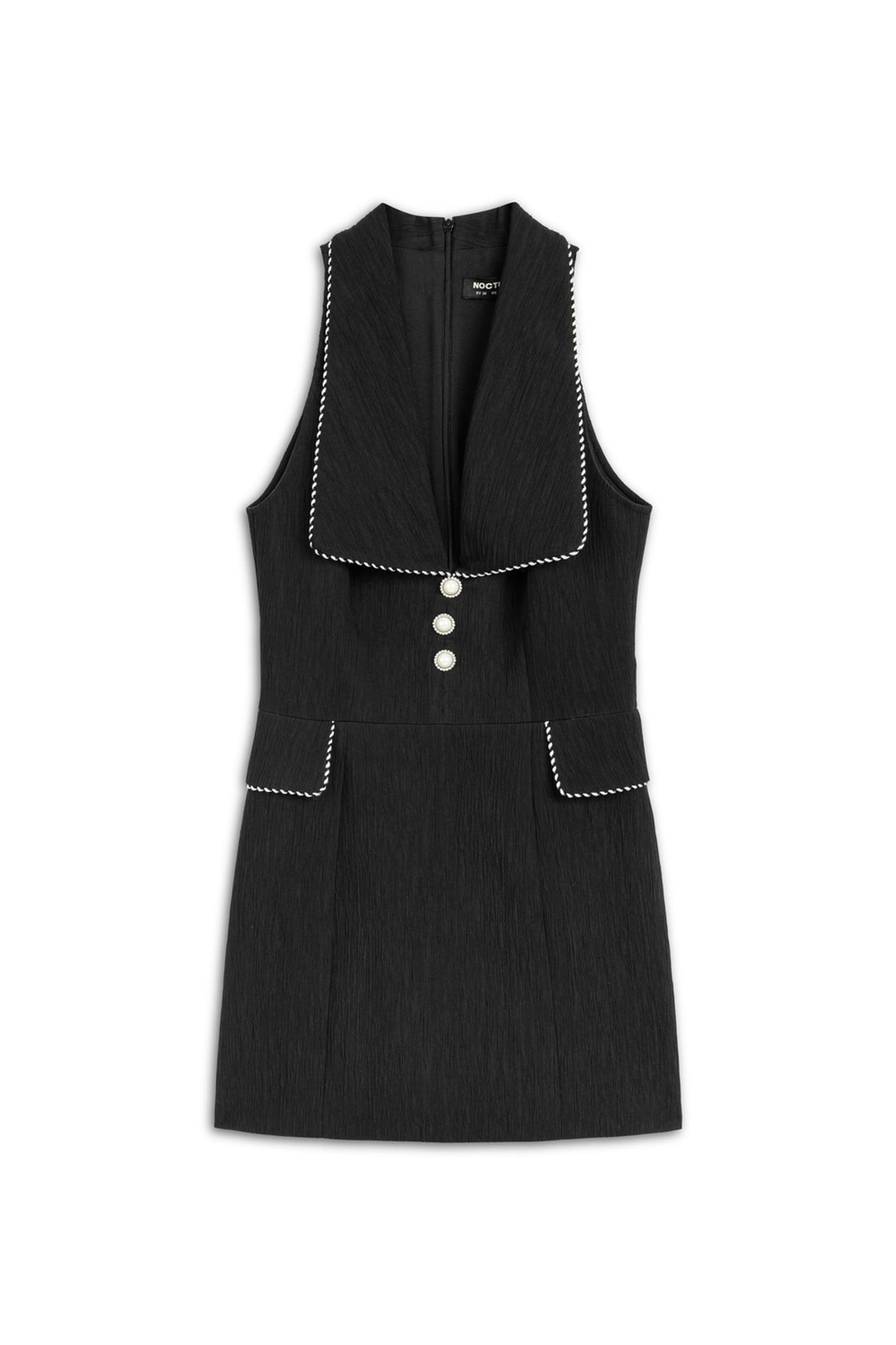 Black Pearl Accessory Buttoned Mini Dress