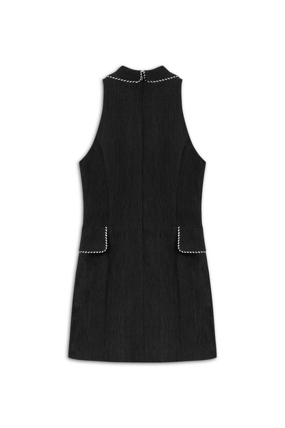 Black Pearl Accessory Buttoned Mini Dress