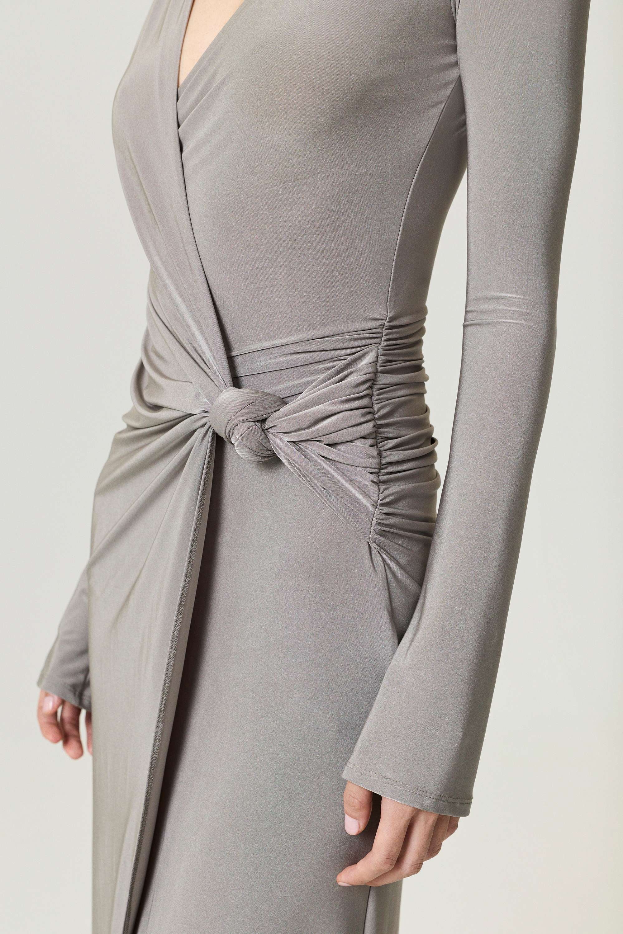 Mink Knot Detail Slit Maxi Dress