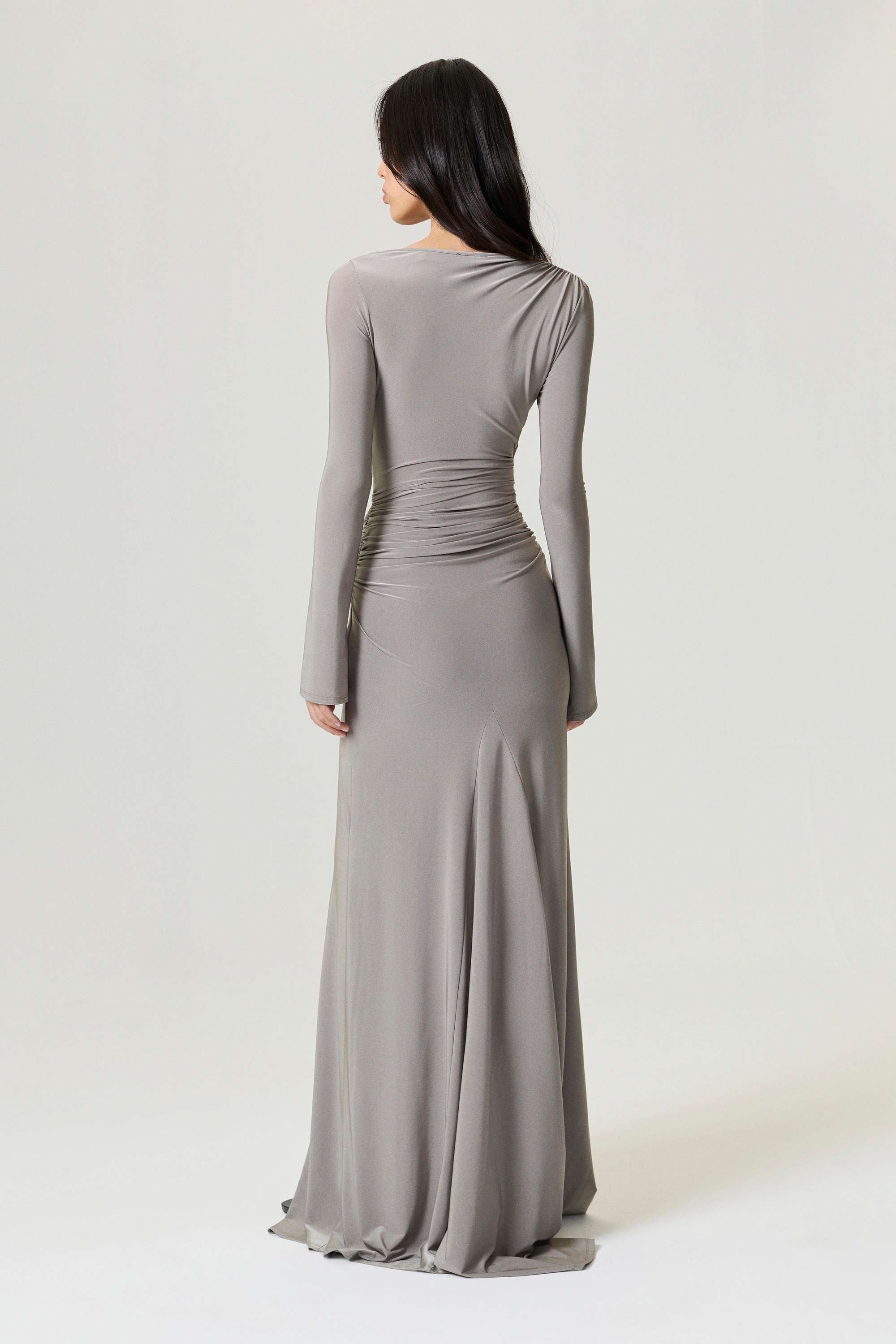 Mink Knot Detail Slit Maxi Dress