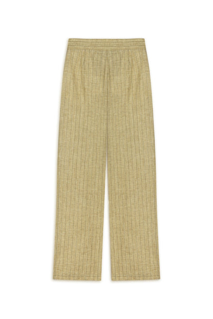 Linen Striped High-Waist Pants