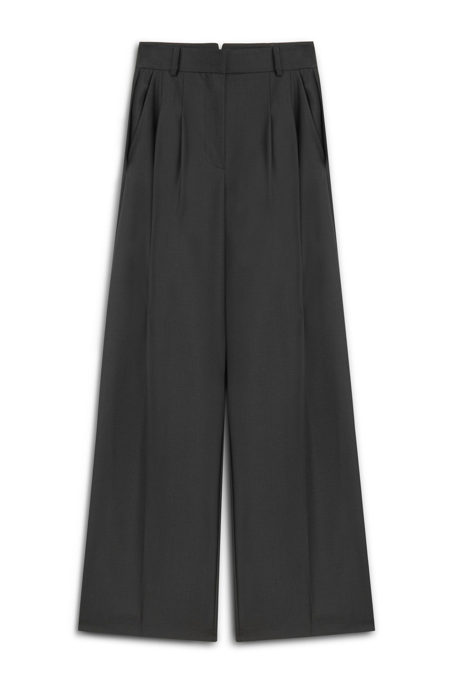 Black Double-Pleated Trousers