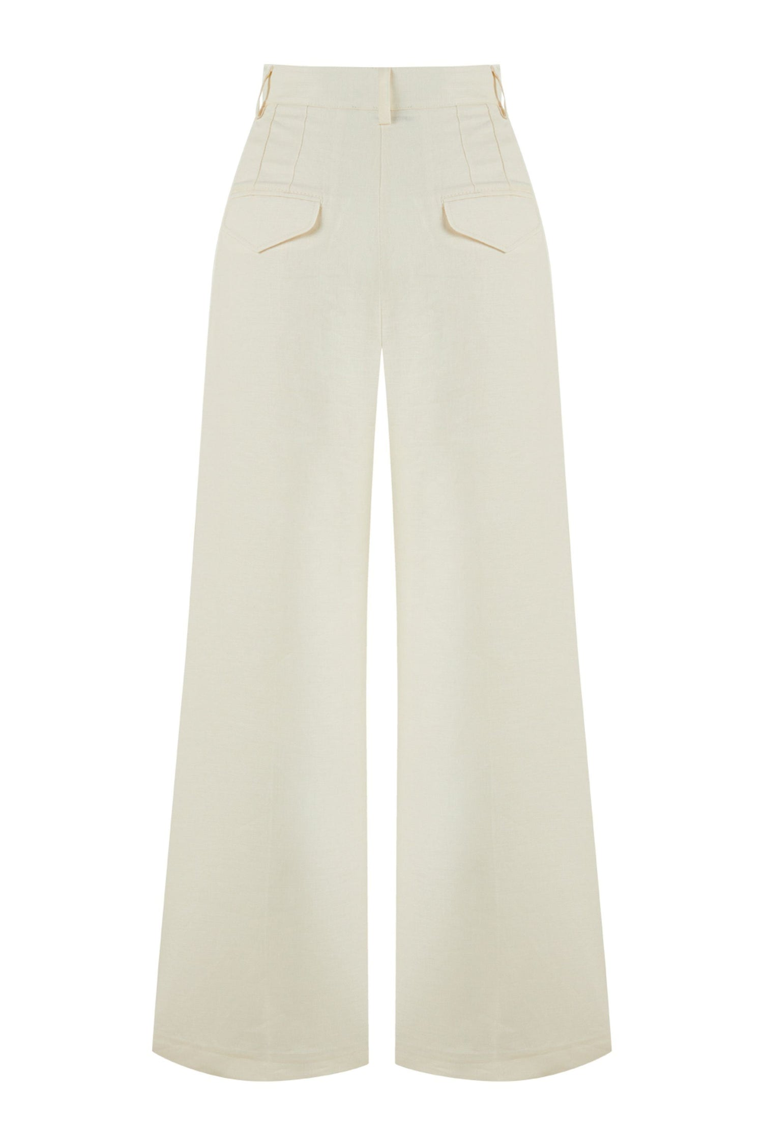 Ecru Wide-Leg Linen Pants