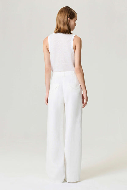 Ecru Wide-Leg Linen Pants