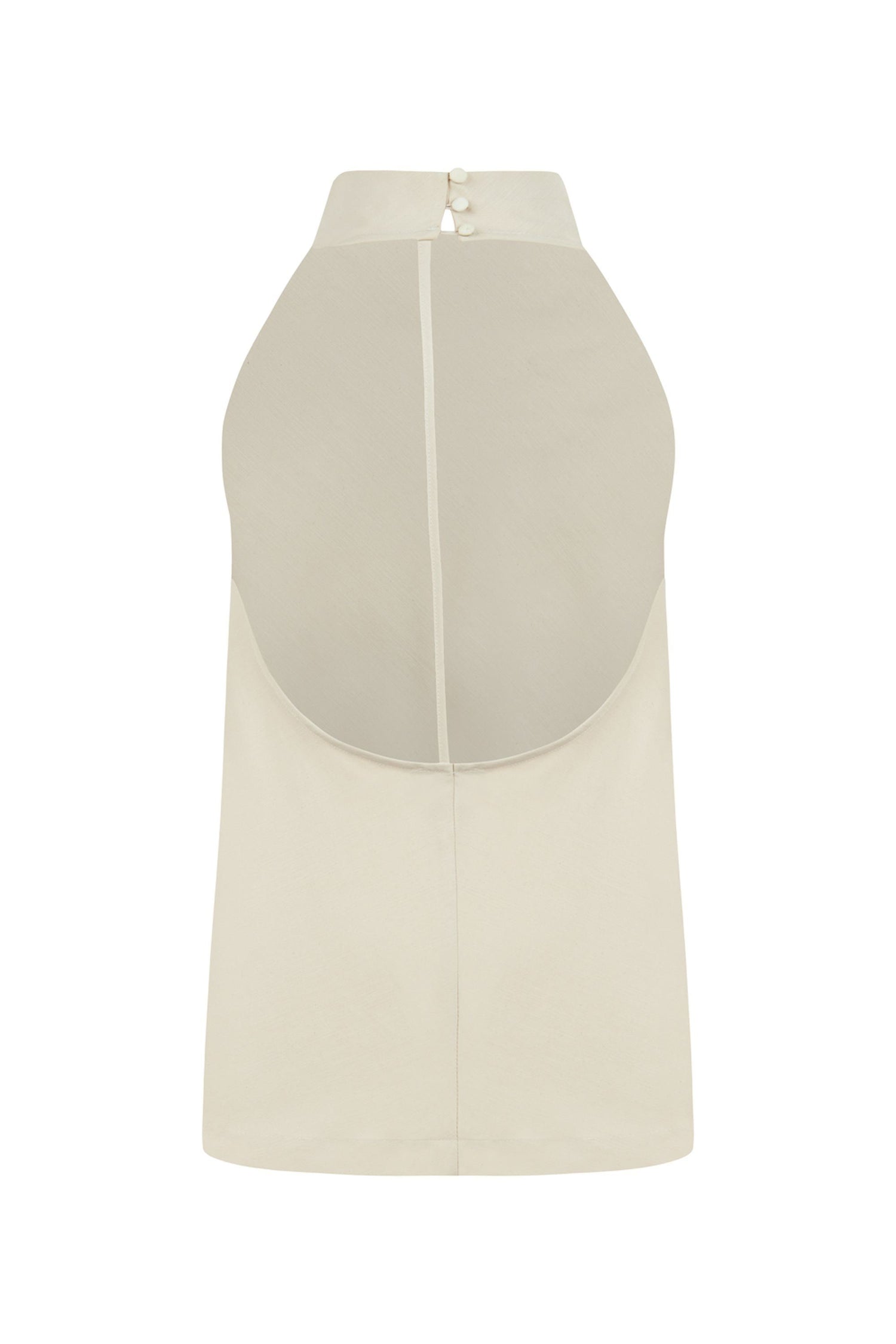 Beige Draped Neckline Open Back Detailed Blouse