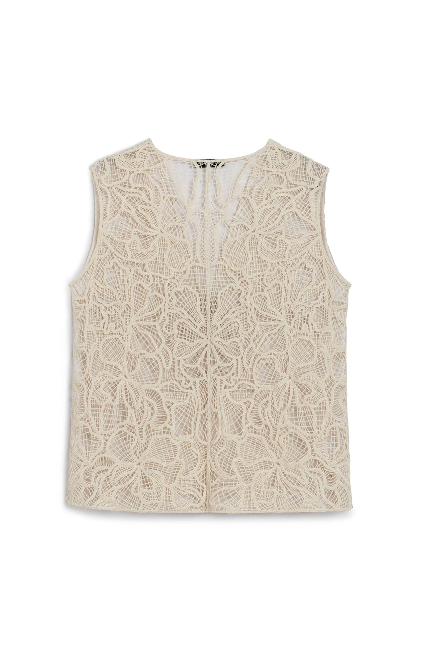 Ecru Floral Embroidered Detailed Vest