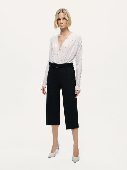 Embellished V-Neck Long-Sleeve Bodysuit