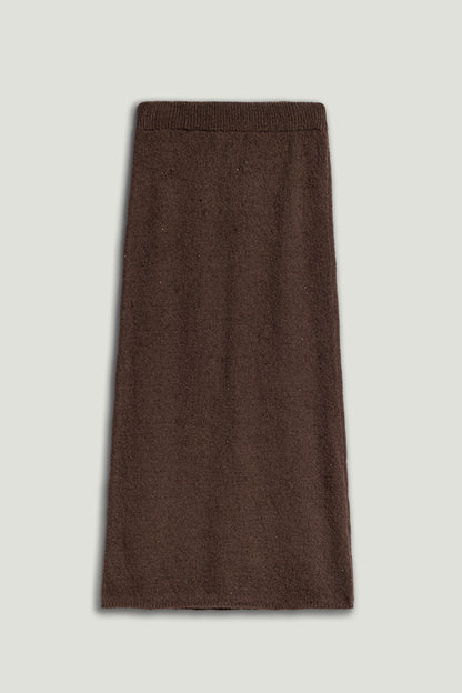 Embellished Ribbed Knit Maxi Skirt