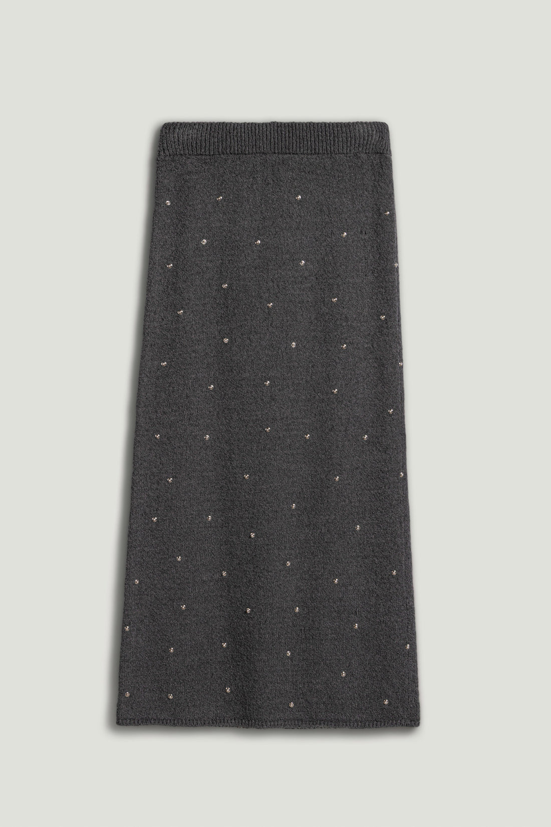 Embellished Ribbed Knit Maxi Skirt