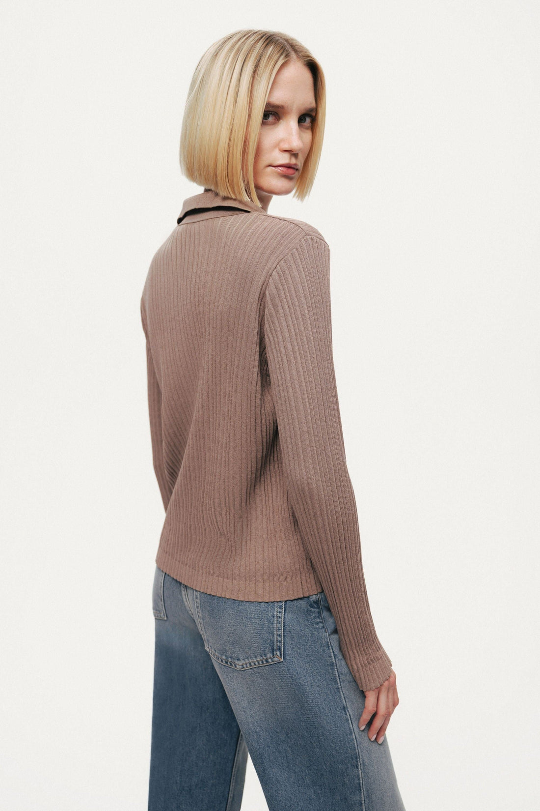 Ribbed Polo Sweater