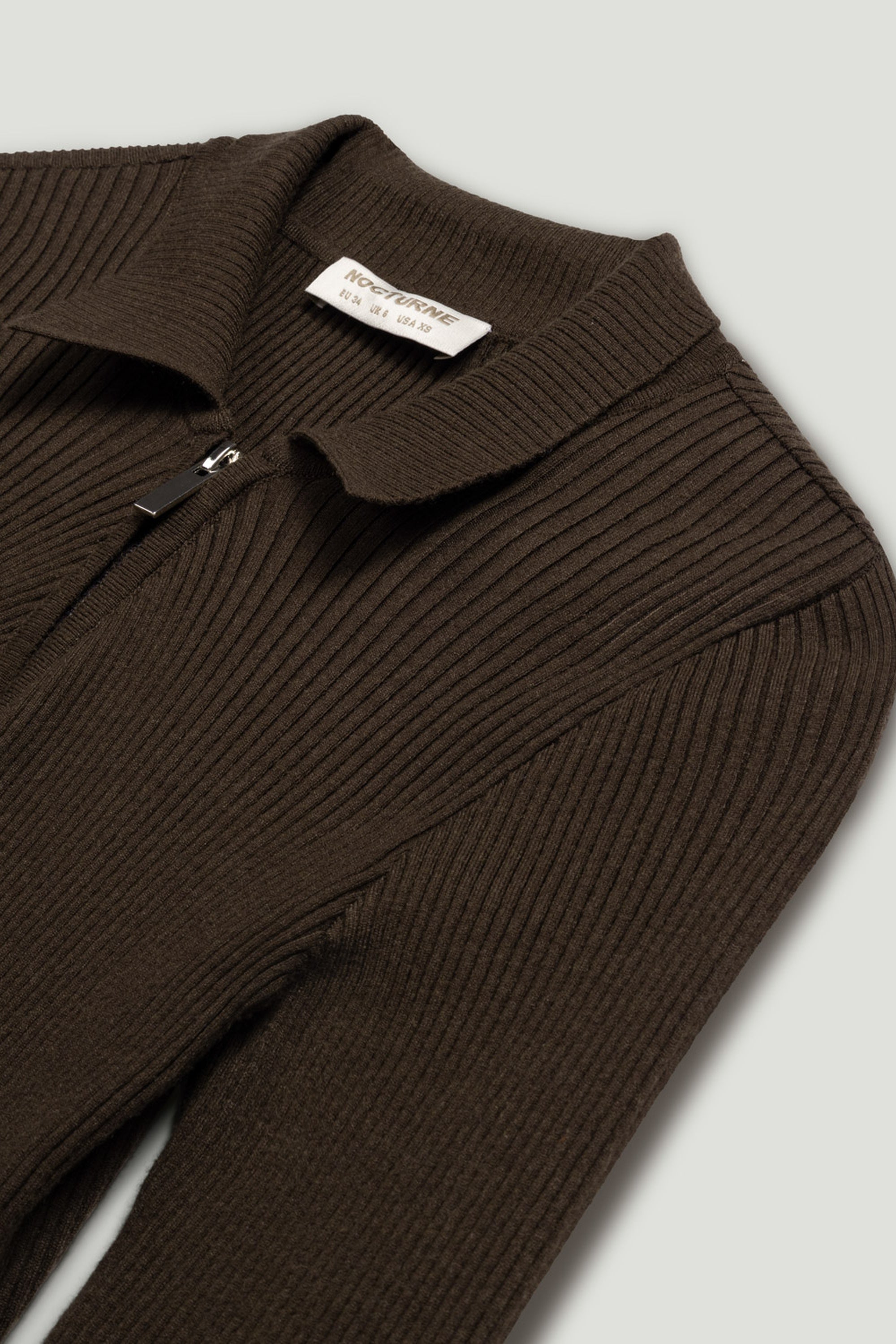 Zip-Front Ribbed Knit Top