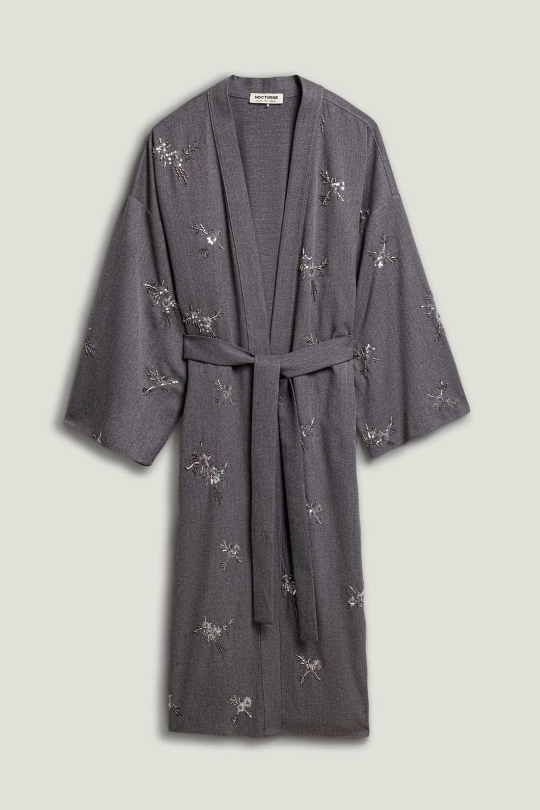 Beaded Embroidered Belted Maxi Kimono