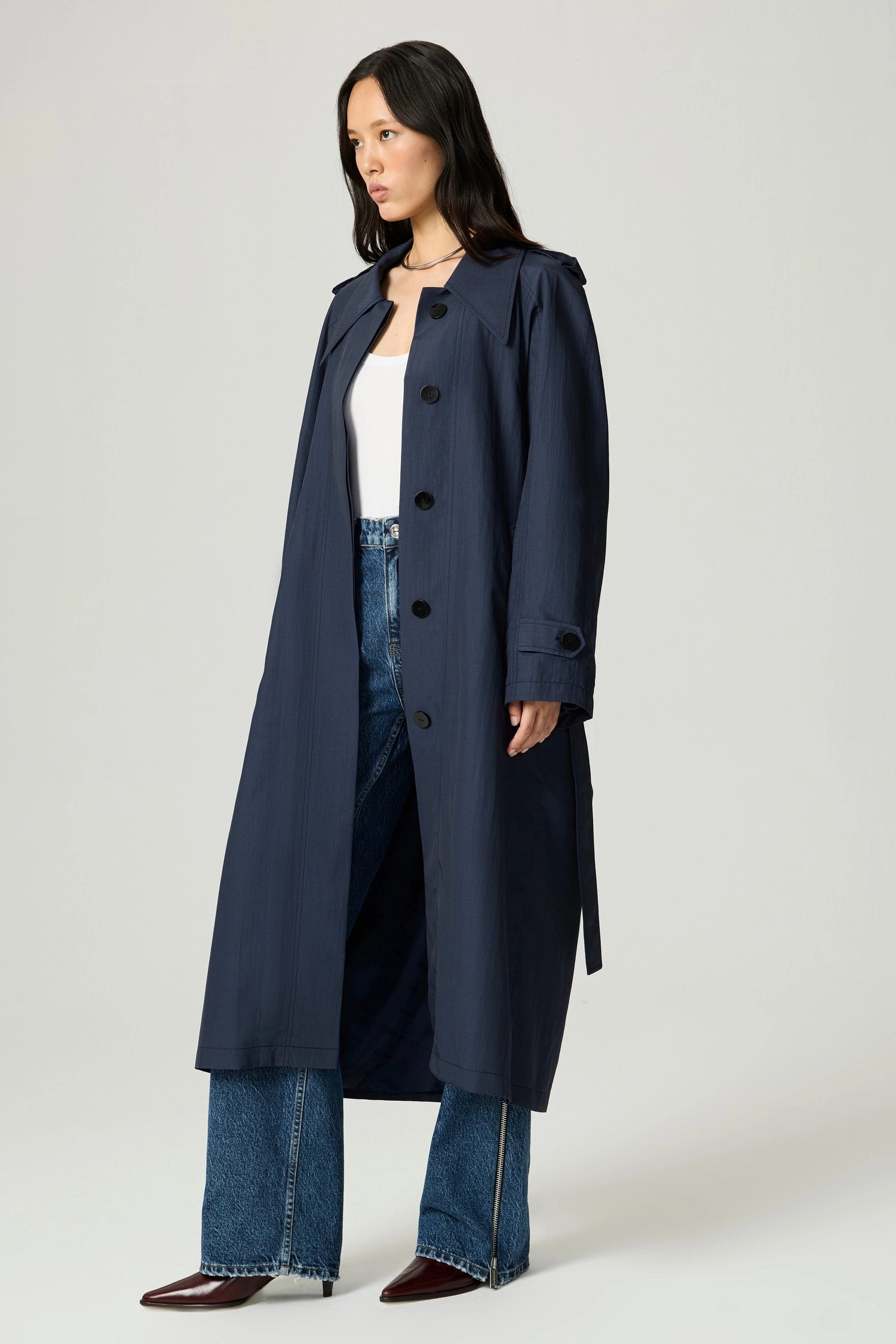 Single-Breasted Cotton Trench Coat