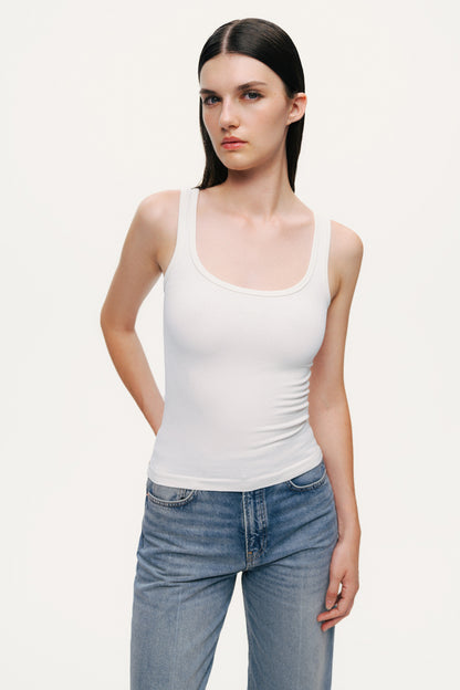 Ecru Printed Sleeveless Crop Top