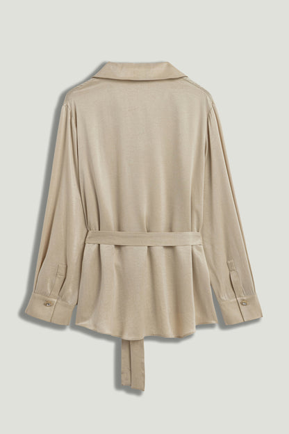 Belted Shirt with Statement Buttons