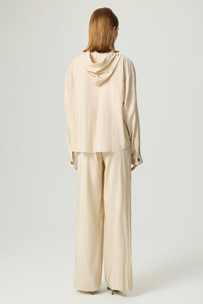 Hooded Shirt with Snap Button Details