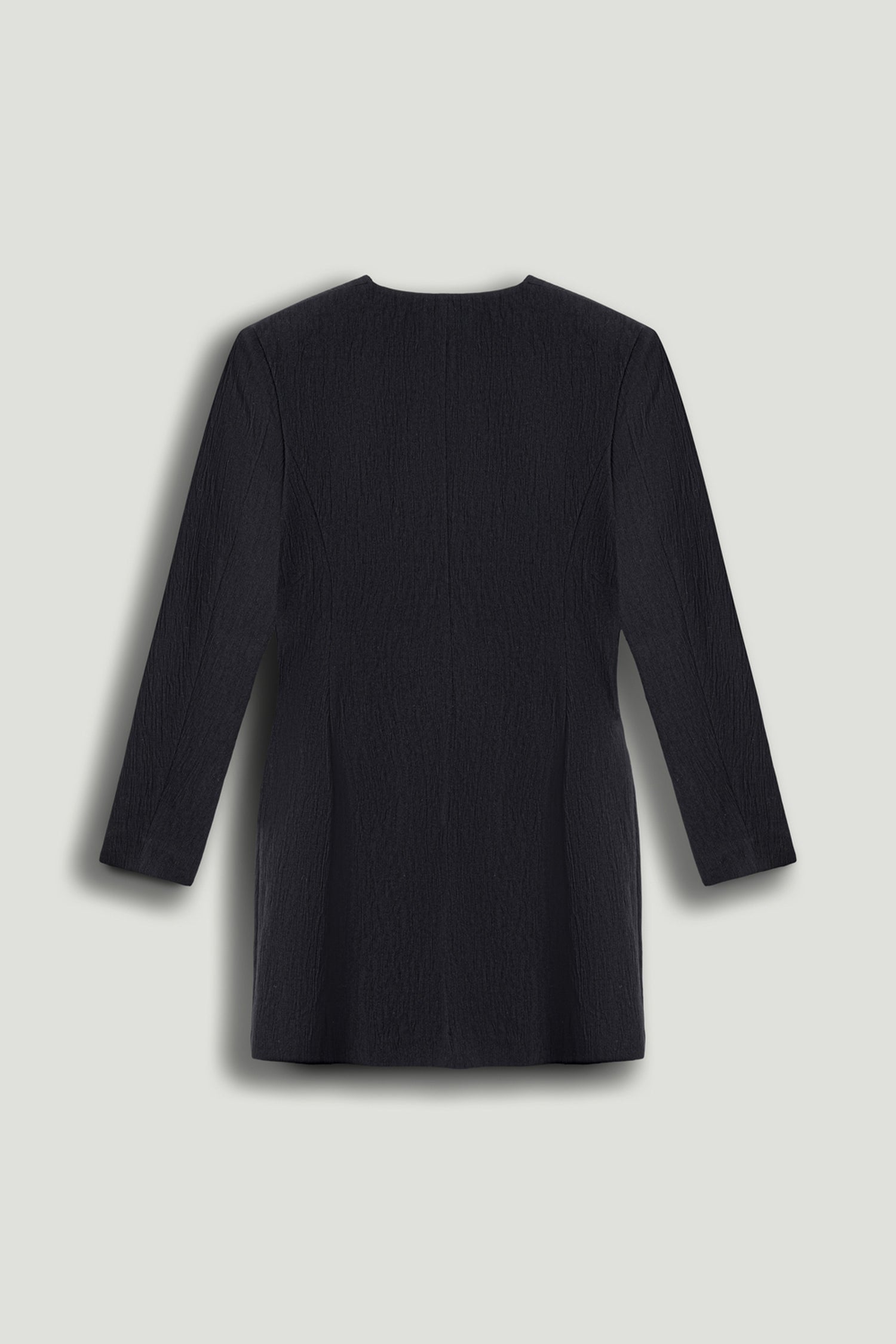 Black Padded Shoulder Mini Dress