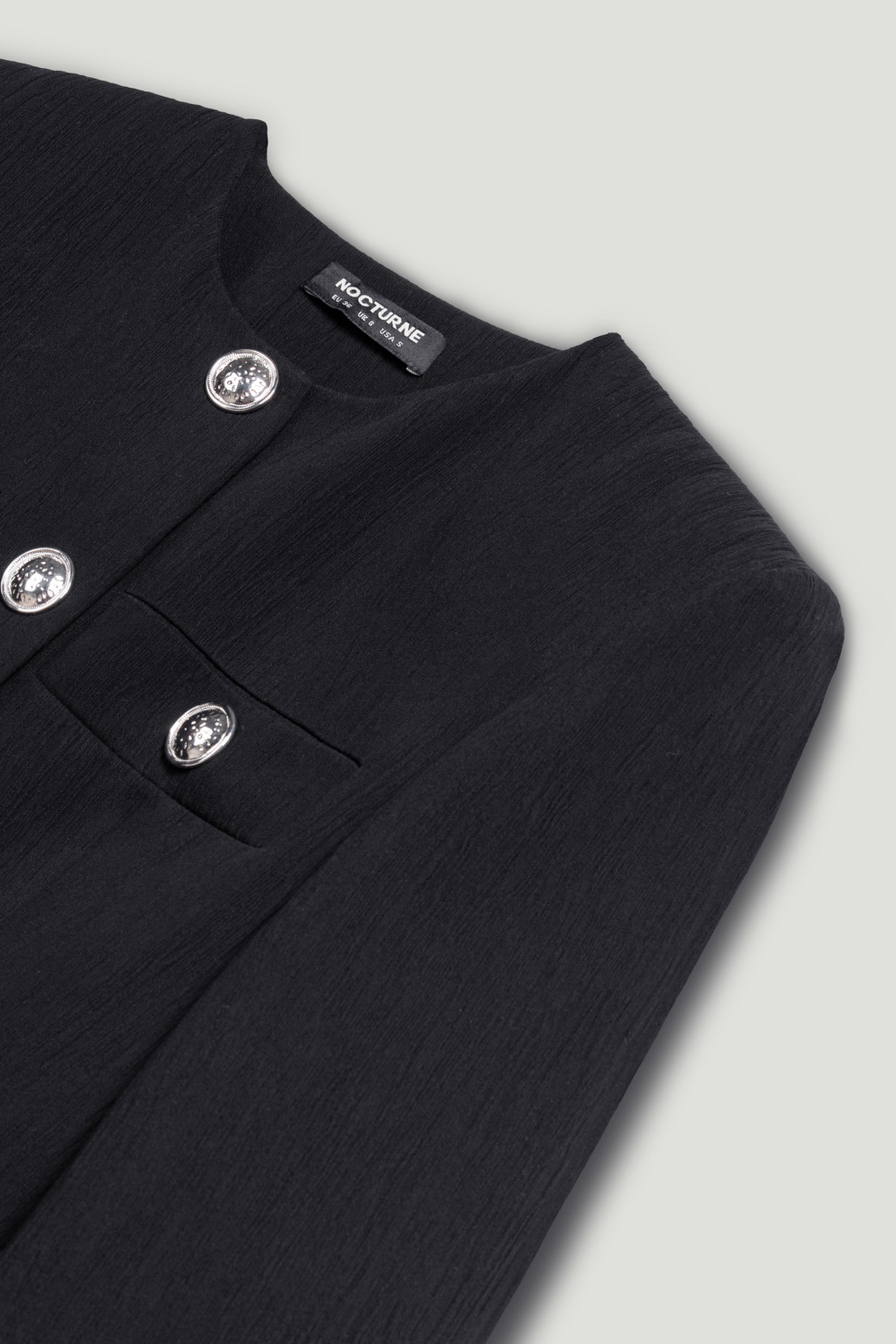 Black Padded Shoulder Mini Dress