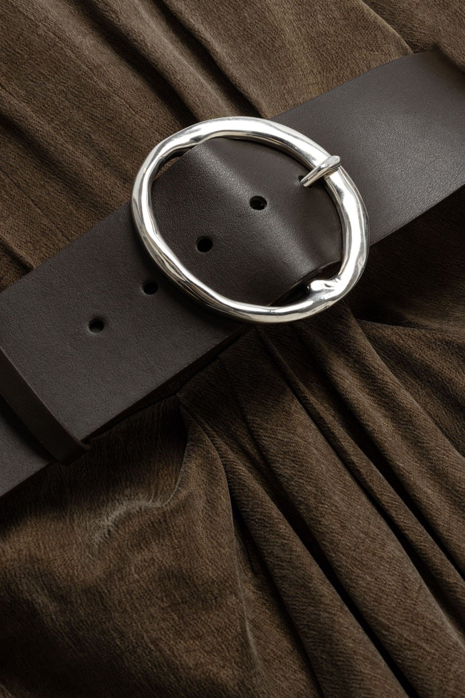 Belted Draped Shirt-Collar Maxi Dress