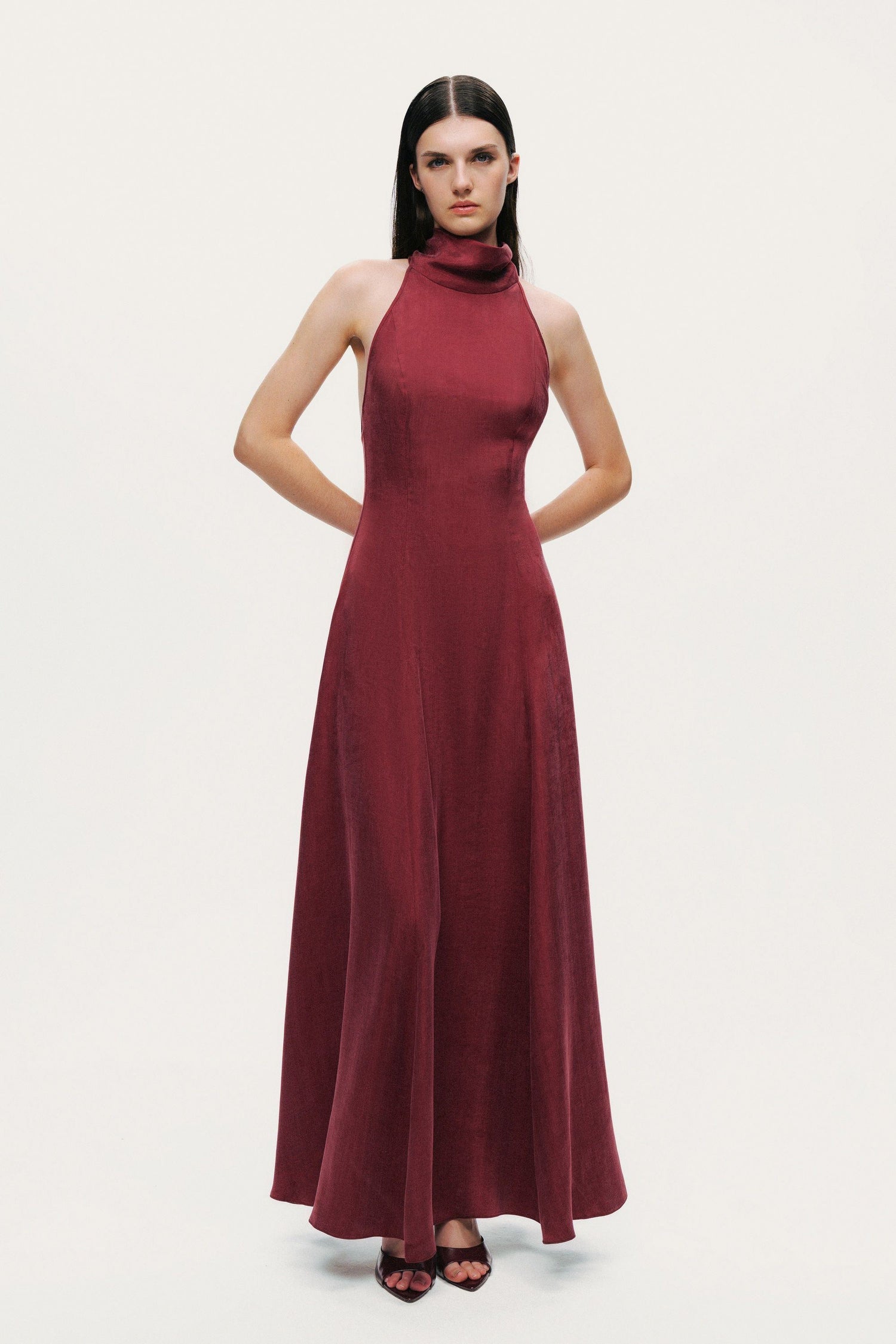 Backless Tie-Back Halter Dress