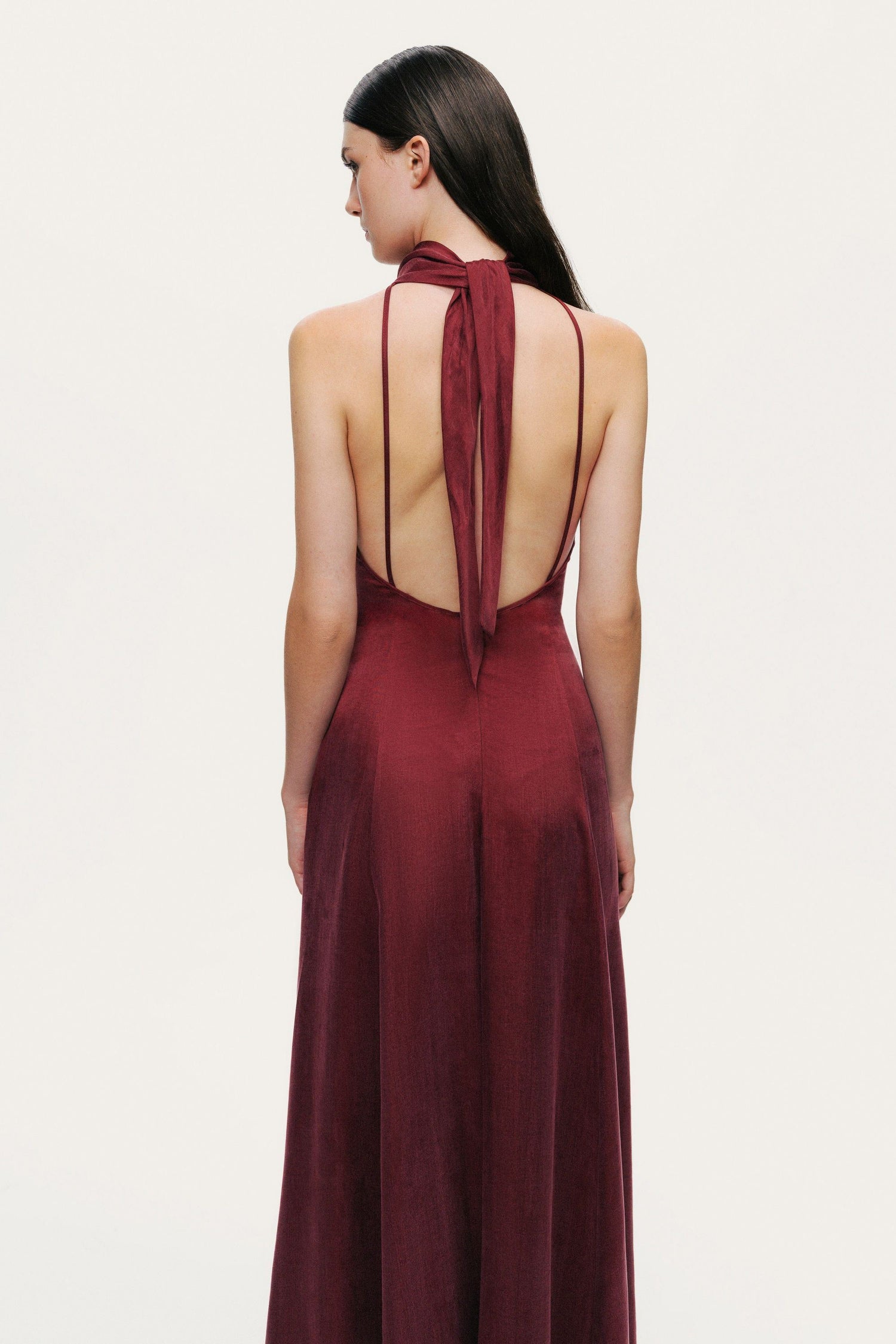 Backless Tie-Back Halter Dress