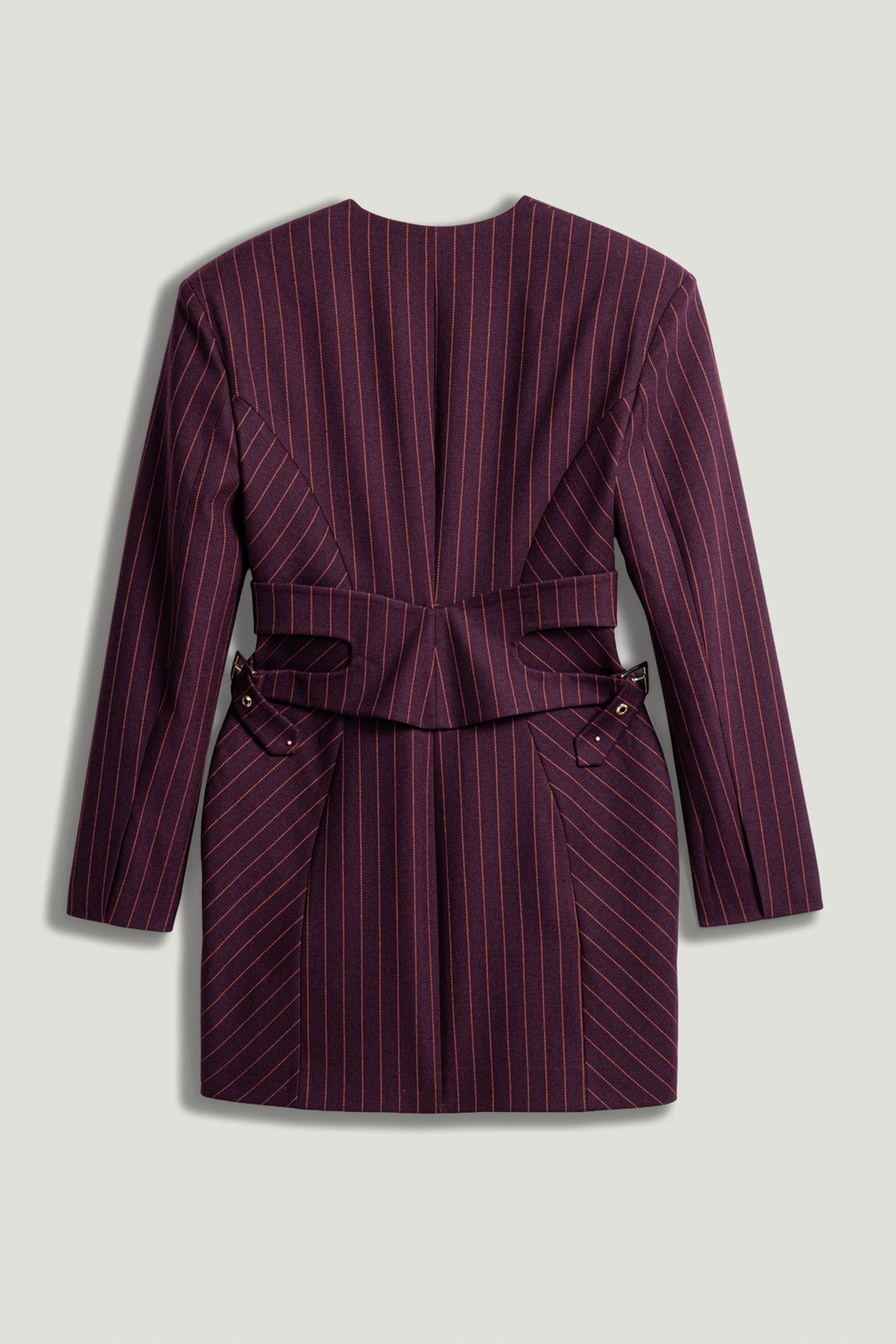 Tailored Pinstripe Wrap-Waist Mini Dress