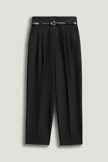 Black Belt Detailed Pants