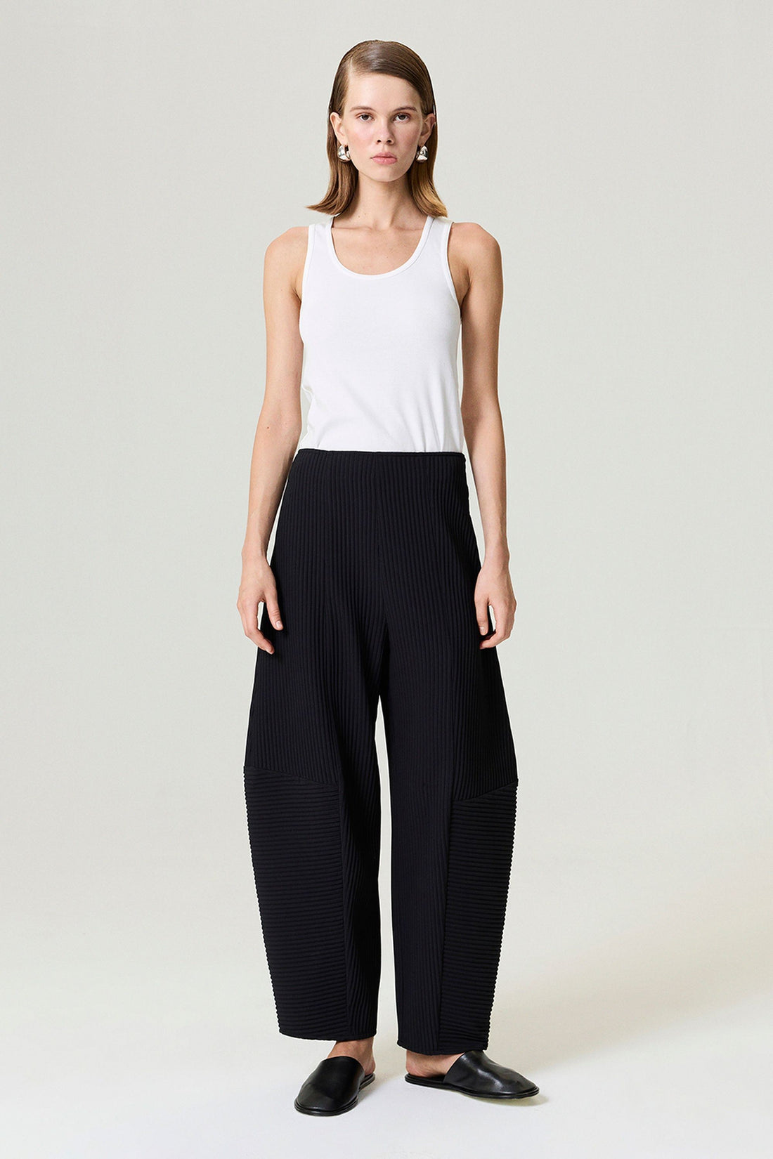 Black Cord Detailed Pants
