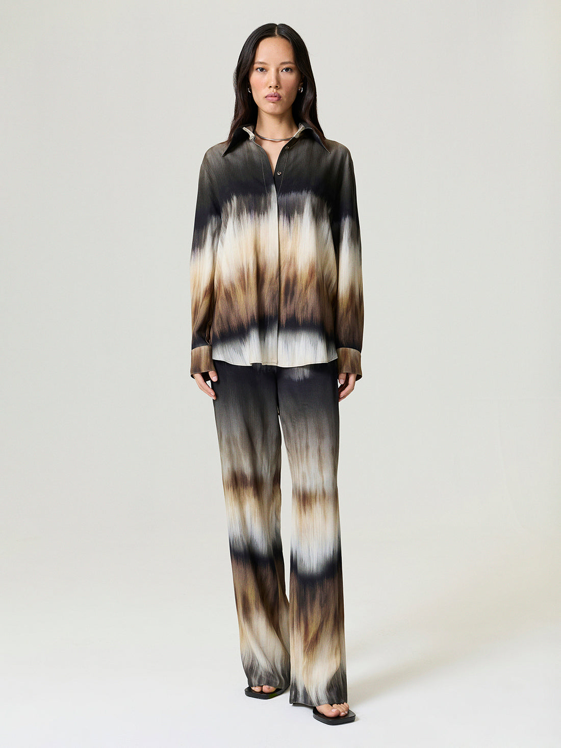 Batik Print Wide-Leg Pants
