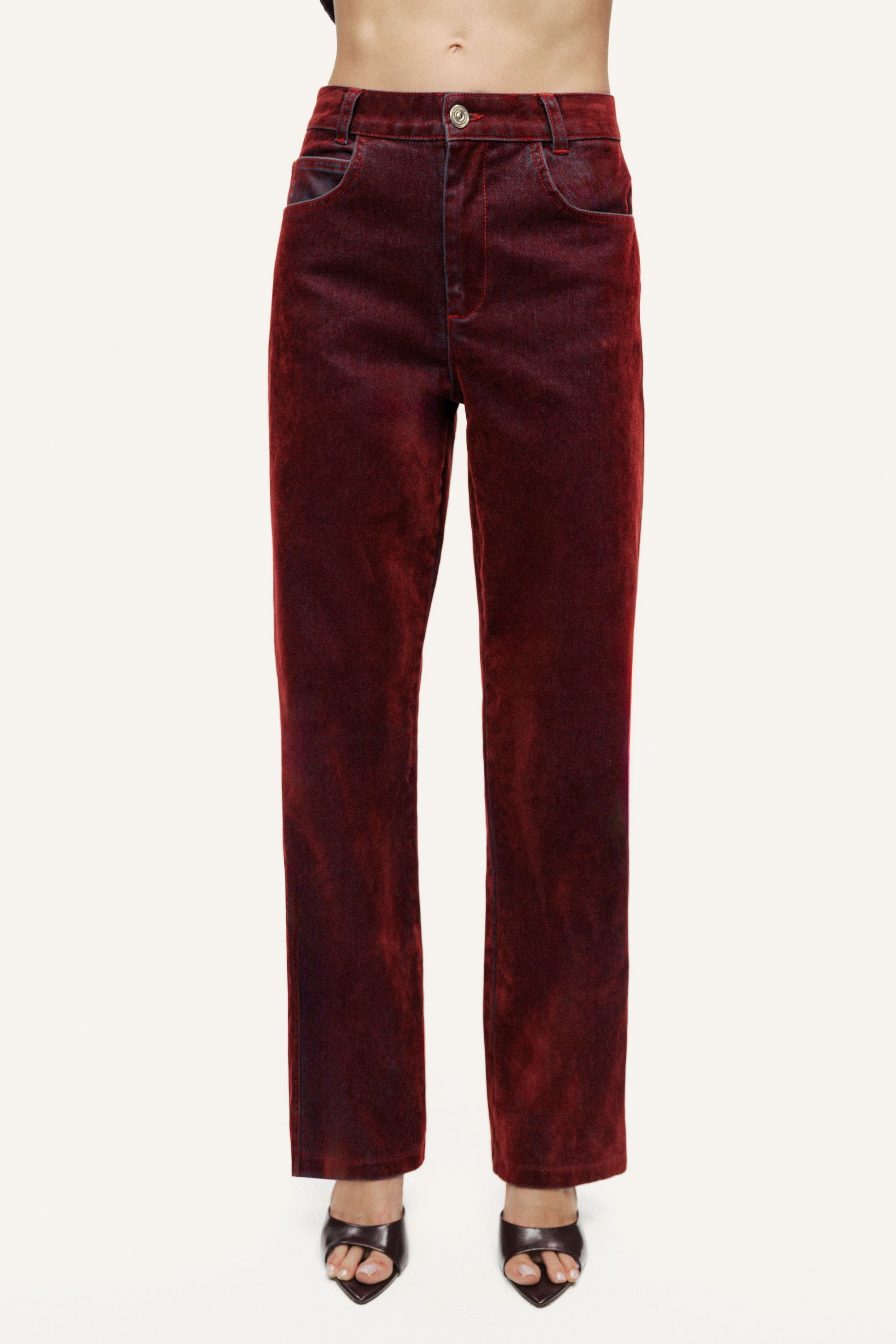 Velvet Straight-Leg Pants